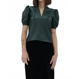 NEW ANOTHER LOVE kalia vegan leather top in rainforest